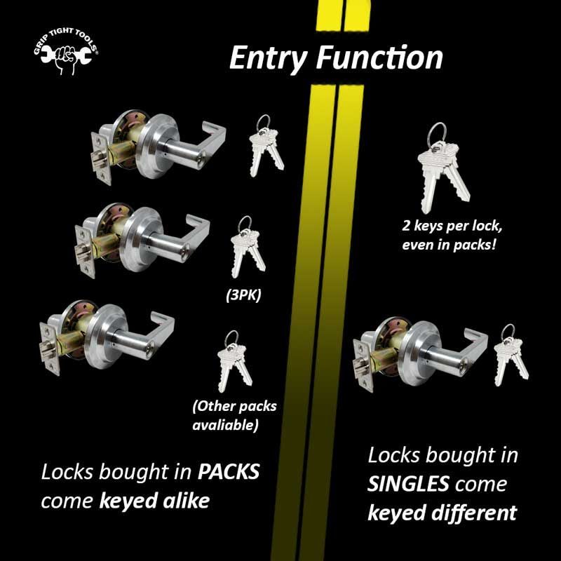 Heavy-Duty Satin Chrome Grade 2 Entry Door Lever Lock Set with 21 Key Total (10-Pack Keyed Differently w/Master Key) Heavy-Duty Satin Chrome Grade 2 Entry Door Lever Lock Set with 21 Key Total (10-Pack Keyed Differently w/Master Key)