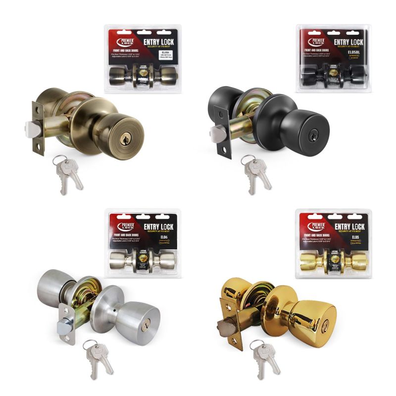 Keyed Entry Door Knob-Tubular With 2 KW1 Keys-Carded