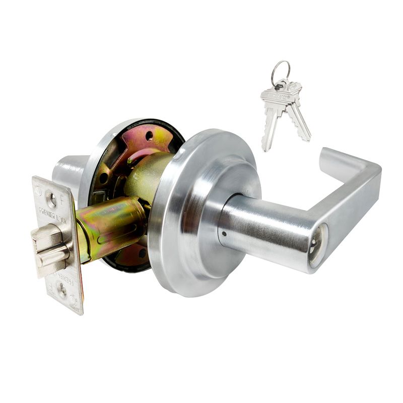Heavy-Duty Satin Chrome Grade 2 Entry Door Lever Lock Set with 21 Key Total (10-Pack Keyed Differently w/Master Key) Heavy-Duty Satin Chrome Grade 2 Entry Door Lever Lock Set with 21 Key Total (10-Pack Keyed Differently w/Master Key)