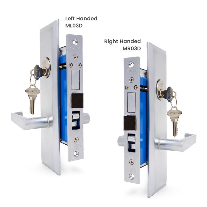 Lever Mortise Keyed Lock Set-Satin Chrome-2 1/2