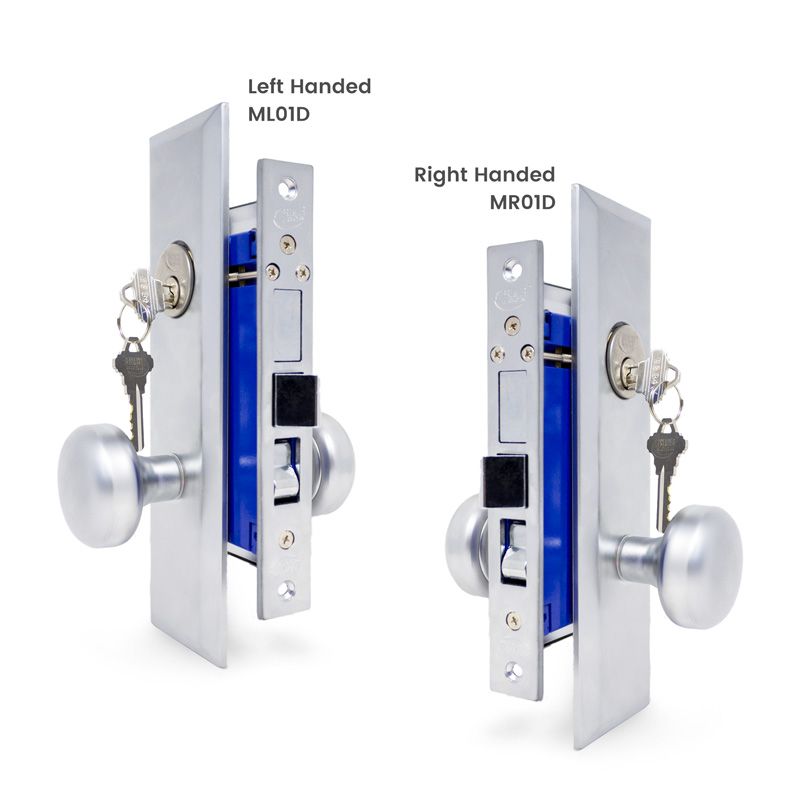 Mortise Lockset - Satin Chrome Finish US26D - 2 SC1 Keys
