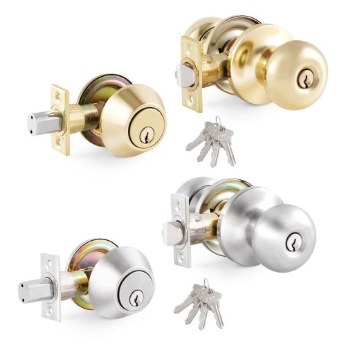 Premier Lock Stainless Steel Entry Door Handle Combo Lock Set with