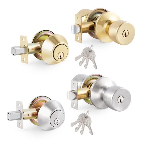 Premier Lock Stainless Steel Entry Door Handle Combo Lock Set with