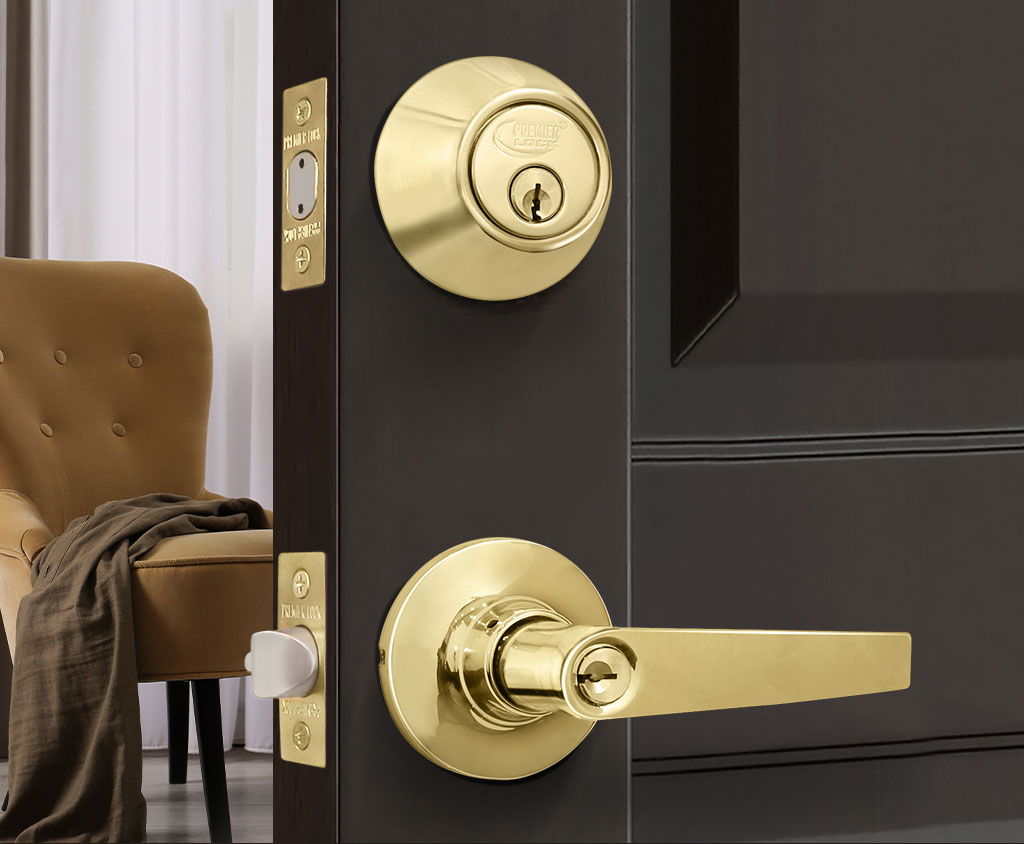 Premier Lock Knobs With Deadbolt Reversible Entry Set